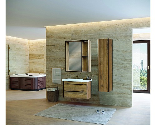 Зеркало Bellezza Бруно 70 4612211030491 с подсветкой Табакко