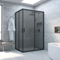 Душевой уголок ZA-F NOVO 85x70 02М 07 стекло графит