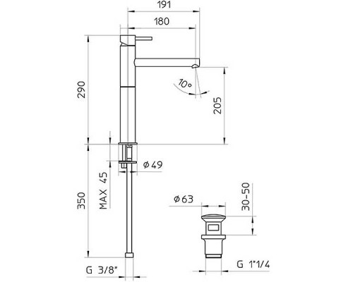 Смеситель для раковины Bossini Oki Z005303.073 Черный матовый