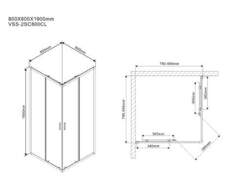 Душевой уголок Vincea Scala 80x80 Хром