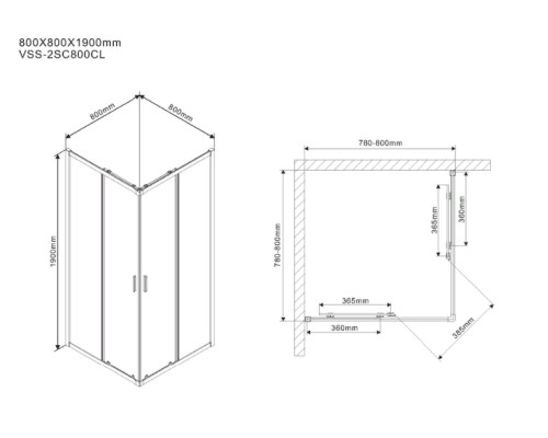 Душевой уголок Vincea Scala 80x80 Хром