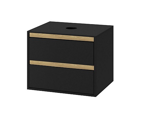 Тумба под накладную раковину Excellent Tuto 60 см черный матовый/дуб, 2 ящика