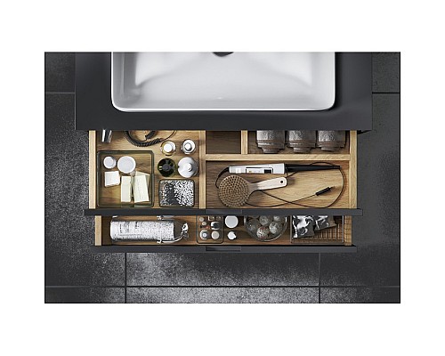 Тумба под накладную раковину Excellent Tuto 60 см черный матовый/дуб, 2 ящика