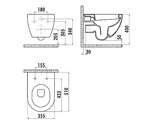 Унитаз биде Creavit Free FE320-00MB00E-0000 подвесной Белый матовый без сиденья