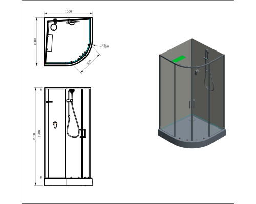 Душевая кабина Aquanet Passion EVO R White 100х100 281965 без гидромассажа