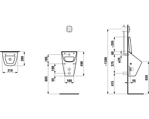 Писсуар Laufen Vila с крышкой 8.4114.1.000.000.1