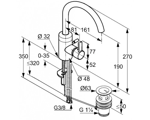 Однорычажный смеситель для раковины Kludi Zenta 382550575
