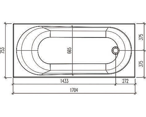 Акриловая ванна WellWant Oberon WW 170x75 WWVO1224W