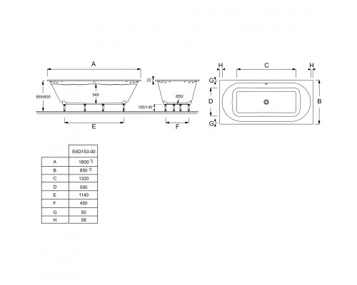 Ванна из материала Flight Jacob Delafon Odeon Rive Gauche 180x85 E6D153-00