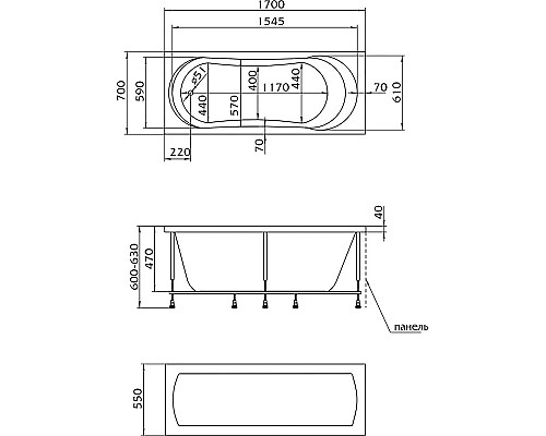 Акриловая ванна Marka One Libra 170х70 01ли1770
