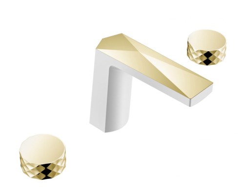 Смеситель врезной на 3отв. Boheme Venturo белый-золото, ручка DIAMOND