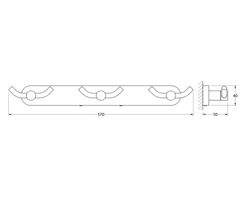 Планка с 3-мя двойными крючками (хром) Artwelle HAR 009 37 см
