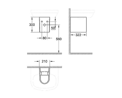 Полупьедестал Grohe для раковины 39201000 Полупьедестал Grohe для раковины 39201000