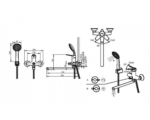 Смеситель для ванны Bravat Emeralda F6135147CP-LB-RUS универсальный Хром