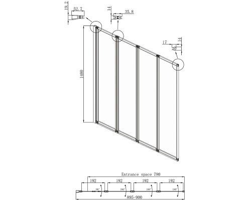 Шторка на ванну Ambassador Bath Screens 90х140 16041110L профиль Хром стекло CrystalPure