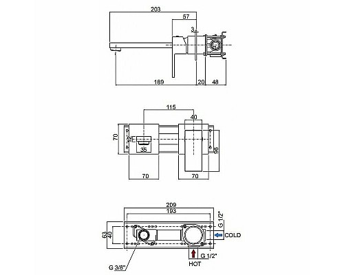 Смеситель для раковины Cezares UNIKA-BLI2-02 Бронза