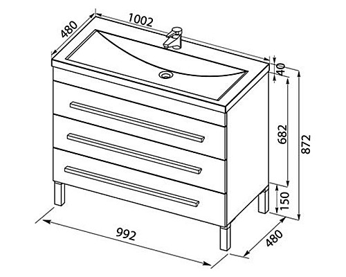 Тумба под раковину Aquanet Верона 100 178471 3 ящика Белая