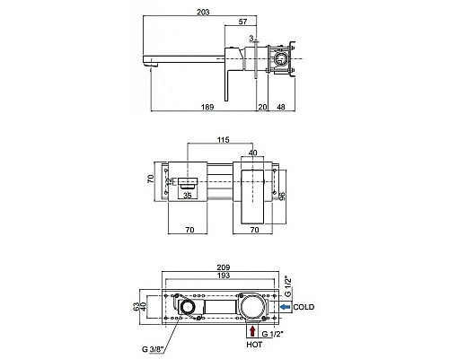 Смеситель для раковины Cezares UNIKA-BLI2-02 Бронза