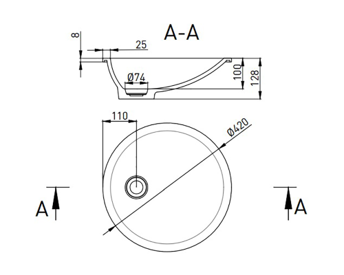 Раковина Salini Marea 42 08 1802208M Белая матовая