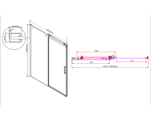 Душевая дверь Vincea Como 150 VPS-1C150CL профиль Хром стекло прозрачное