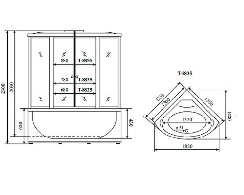 Душевой бокс Timo Comfort 135x135 с гидромассажем