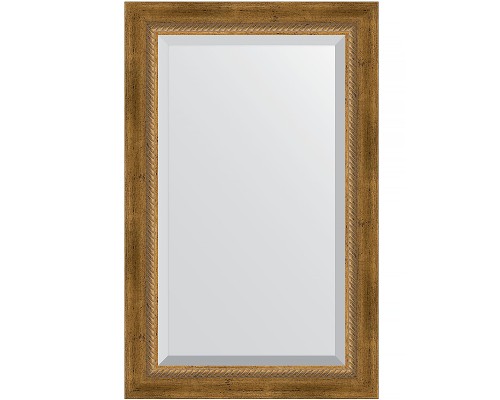 Зеркало Evoform Exclusive 83х53 BY 3406 с фацетом в багетной раме - Состаренная бронза с плетением 70 мм