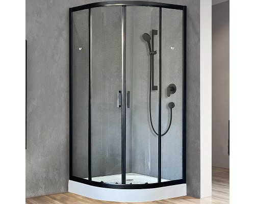 Душевой уголок Royal Bath НК 90х90 RB90HK-T-BL профиль Черный стекло прозрачное