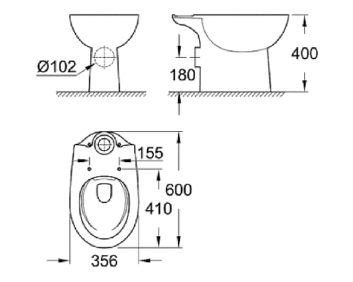Чаша унитаза-компакт Grohe Bau Ceramic 39349000 без сиденья