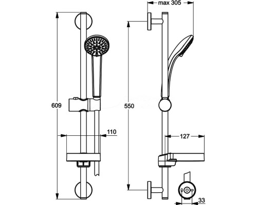 Душевой гарнитур Ideal Standard Ideal Rain Soft B9503AA Хром