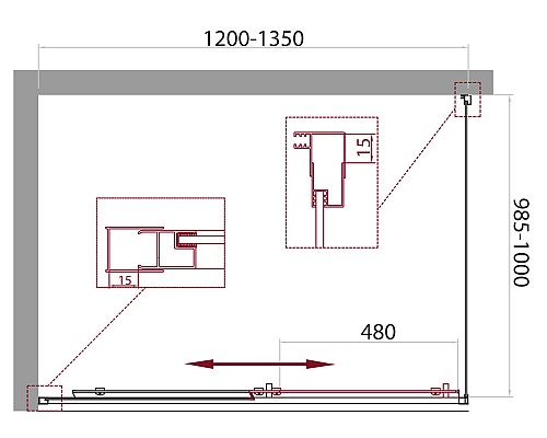Душевой уголок BelBagno UNIQUE-AH-1-120/135-100-C-Cr