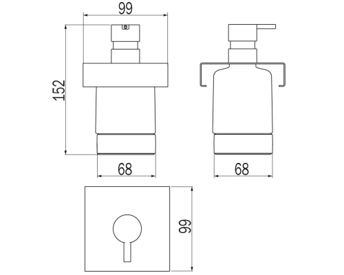 Модуль дозатора для жидкого мыла Inda Indissima Barra A8812MNE21 Черный матовый