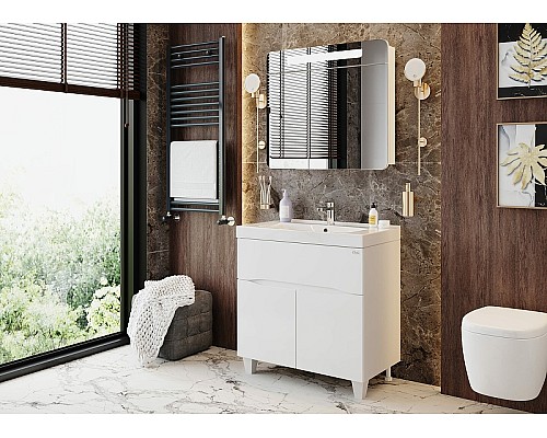 Зеркальный шкаф Onika Неаполь 80.01 208094 с подсветкой Белый