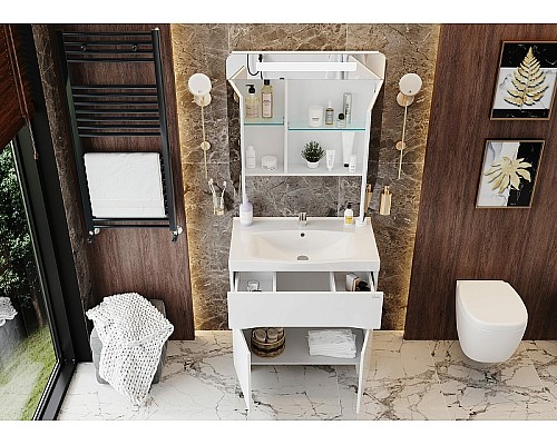 Зеркальный шкаф Onika Неаполь 80.01 208094 с подсветкой Белый