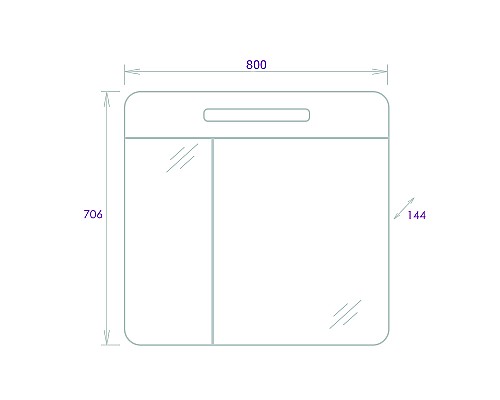 Зеркальный шкаф Onika Неаполь 80.01 208094 с подсветкой Белый