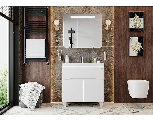 Зеркальный шкаф Onika Неаполь 80.01 208094 с подсветкой Белый