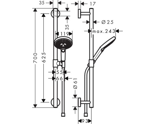 Душевой набор Hansgrohe Raindance Select S хром 26320000