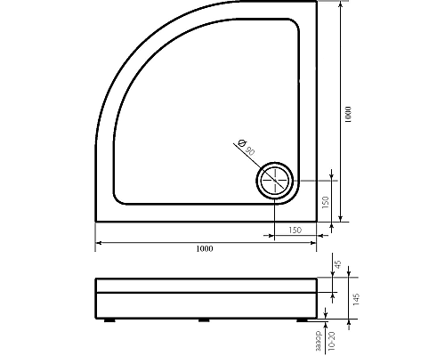 Акриловый поддон для душа Bas Раунд 100х100 ПН00068 Белый