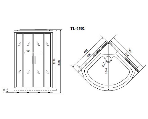 Душевая кабина Timo Lux 90x90 TL-1502 с гидромассажем Душевая кабина Timo Lux 90x90 TL-1502 с гидромассажем