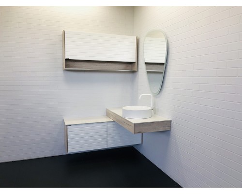 Консоль с раковиной Comforty Клеон 120 R 00-00001892 подвесная Белая Дуб дымчатый