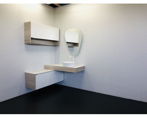 Консоль с раковиной Comforty Клеон 120 R 00-00001892 подвесная Белая Дуб дымчатый