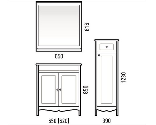 Тумба под раковину Corozo Блюз 65 SD-00000030 напольная