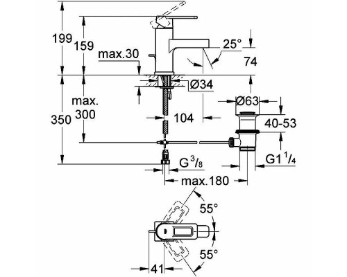 Смеситель для раковины Grohe Quadra Черный бархат