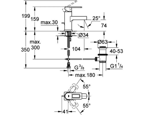 Смеситель для раковины Grohe Quadra Черный бархат