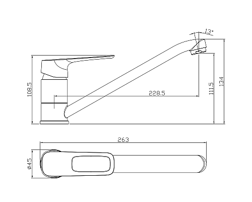 Смеситель для кухни Rossinka RS46-21 Хром