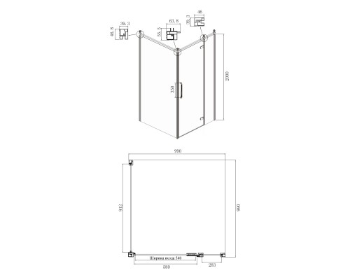 Душевой уголок Ambassador Royal 100x100 18015107-L Хром с рисунком