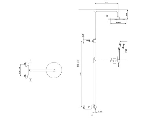 Душевая система Fiore Kevon 44NN0932 с термостатом Черная
