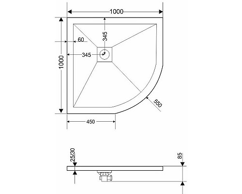 Душевой поддон из искусственного камня Grossman Strong 100x100 GR-S2100100 Графит