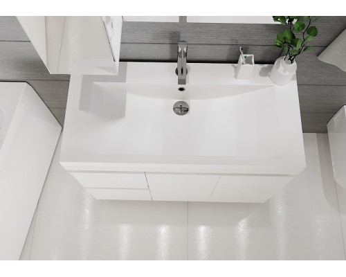 Тумба под раковину 1MarKa Cube 100Н У79527 Белый глянец