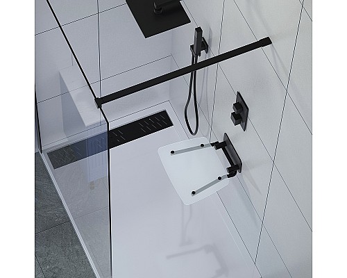 Сиденье для душа Black&White 0883000B Белое матовое крепеж Черный матовый