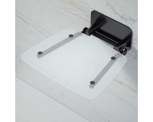 Сиденье для душа Black&White 0883000B Белое матовое крепеж Черный матовый